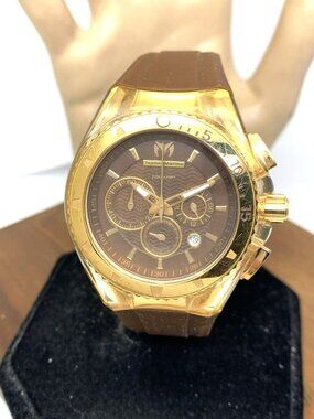 Technomarine Women's Watch TM-111010 Quartz Rose Gold Brown Rubber Strap 40mm